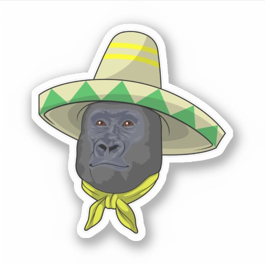 Affe mit Strohhut Aufkleber (Vorderseite)