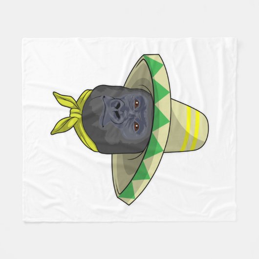 Affe mit Strohhut Fleecedecke (Vorderseite (Horizontal))