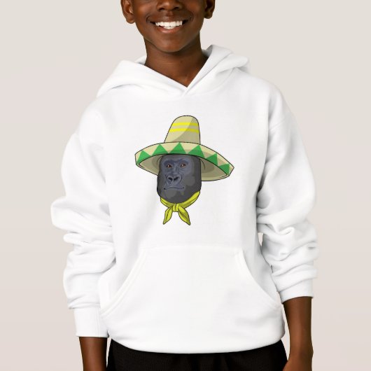 Affe mit Strohhut Hoodie (Vorderseite)