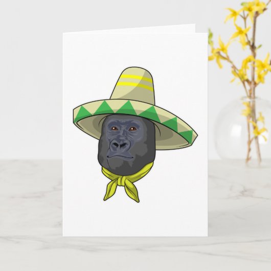 Affe mit Strohhut Karte (Gelbe Blume)