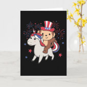 Affe mit Unicorn für Amerikanische Unabhängigkeits Karte (Gelbe Blume)