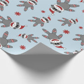 Affe mit Weihnachtsmannmütze Blauer Weihnachtsfeie Geschenkpapier (Ecke)