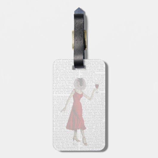 Affe mit Wein Gepäckanhänger (Rückseite vertikal)