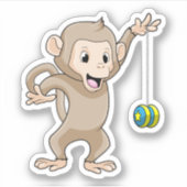Affe mit Yo-yo Aufkleber (Vorderseite)