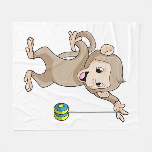 Affe mit Yo-yo Fleecedecke (Vorderseite (Horizontal))