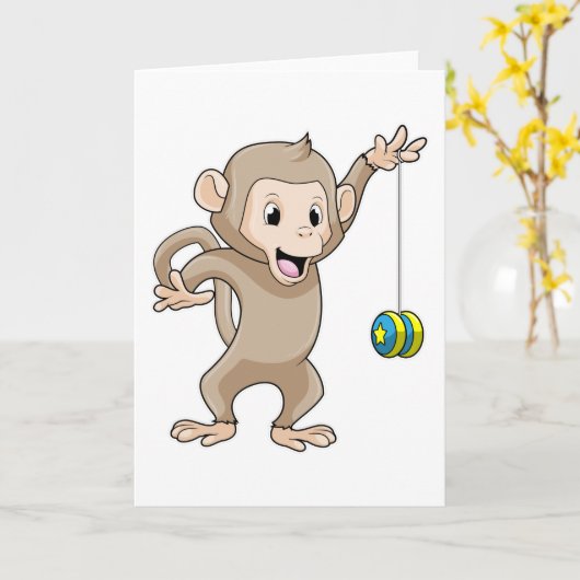 Affe mit Yo-yo Karte (Gelbe Blume)