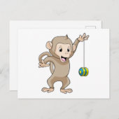 Affe mit Yo-yo Postkarte (Vorne/Hinten)