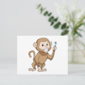 Affe mit Zahnbürste Postkarte (Stehend Vorderseite)