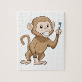 Affe mit Zahnbürste Puzzle (Vertikal)