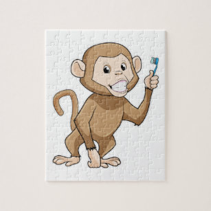 Affe mit Zahnbürste Puzzle