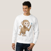 Affe mit Zahnbürste Sweatshirt (Vorne ganz)