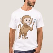 Affe mit Zahnbürste T-Shirt (Vorderseite)