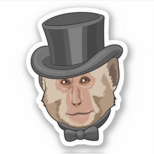 Affe mit Zylinder Aufkleber (Vorderseite)