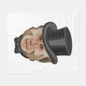 Affe mit Zylinder Fleecedecke (Vorderseite (Horizontal))