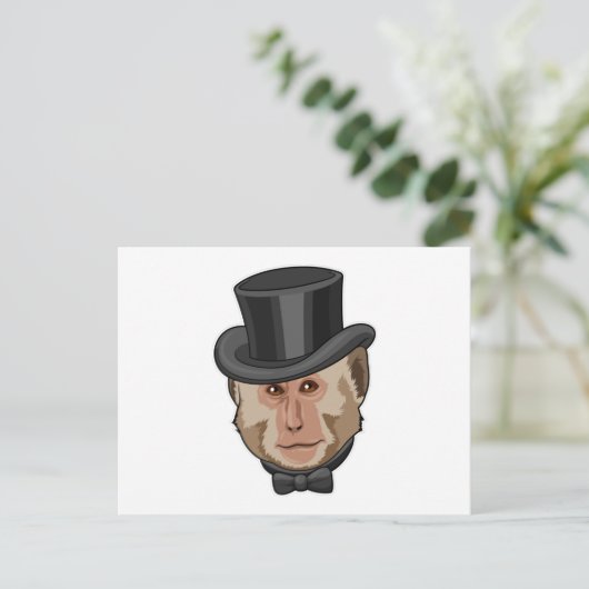 Affe mit Zylinder Postkarte (Stehend Vorderseite)