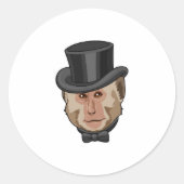 Affe mit Zylinder Runder Aufkleber (Vorderseite)