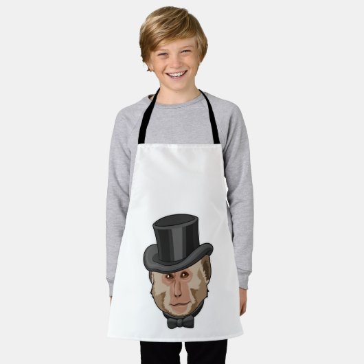 Affe mit Zylinder Schürze (Getragen)