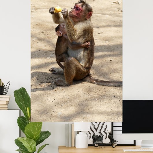 Affe - Mutterfrühstück Poster (Heimbüro)