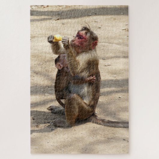 Affe - Mutterfrühstück Puzzle (Vertikal)