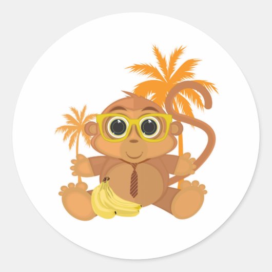 Affe Nerd Runder Aufkleber (Vorderseite)