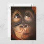 Affe-Ölgemälde-lustiges Gesicht Kerra Lindsey Postkarte (Vorne/Hinten)