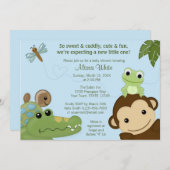 AFFE Papagayo Babypartyeinladung blaues PML-B Einladung (Vorne/Hinten)