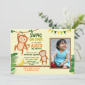 Affe Party Geburtstag Swing Foto Gelb Einladung (Stehend Vorderseite)