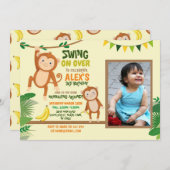 Affe Party Geburtstag Swing Foto Gelb Einladung (Vorne/Hinten)