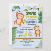 Affe Party Geburtstag Swing Over Blue Invasion Einladung (Vorderseite)