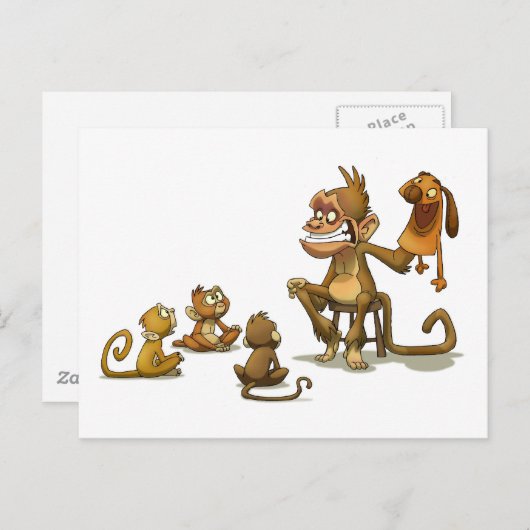 Affe Puppet Postkarte (Vorne/Hinten)