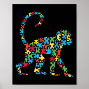 Affe Puzzle Autismus Bewusstsein Autistische Fraue Poster