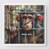 Affe Quadratische Wanduhr (Vorderseite)