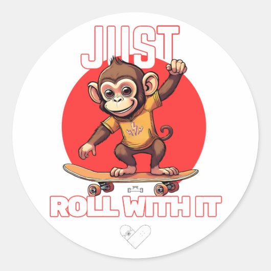 Affe reitet auf einem Skateboard Runder Aufkleber (Vorderseite)