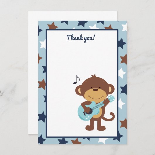 Affe Rockstar Gitarre danken Ihnen zu kardieren Dankeskarte (Vorne/Hinten)