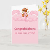 Affe, Rosa, Gratulationen Girl Card Karte (Gelbe Blume)