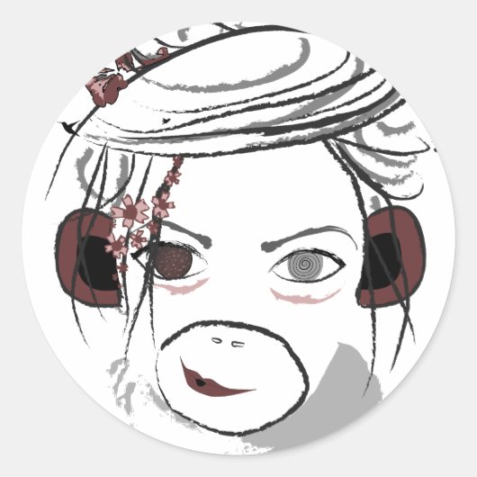 Affe. Runder Aufkleber (Vorderseite)