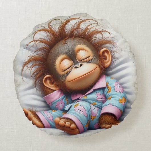 Affe Rundes Kissen (Rückseite)