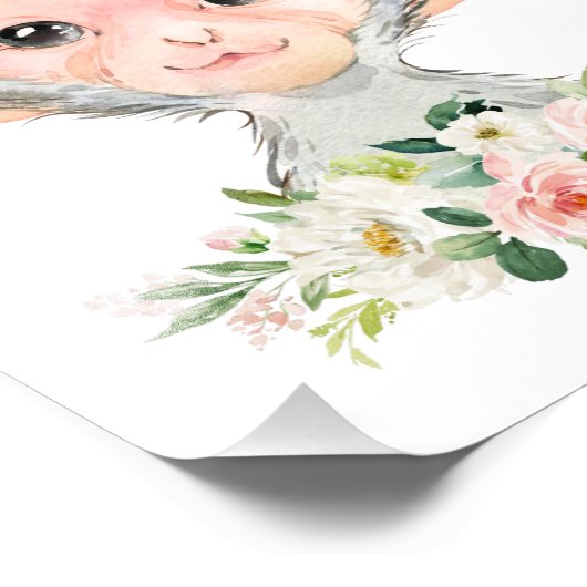 Affe, Safari, Dschungel, rosa Blume, Girl-Kinderzi Fotodruck (Ecke)