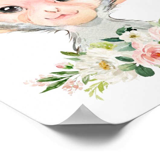 Affe, Safari, Dschungel, rosa Blume, Girl-Kinderzi Poster (Ecke)