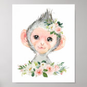Affe, Safari, Dschungel, rosa Blume, Girl-Kinderzi Poster (Vorne)