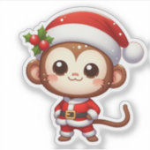 Affe santa-Klausel, niedlicher Affe Aufkleber (Vorderseite)