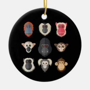 Affe Schimpanse Gorilla Spinnenaffe Eichhörnchen M Keramik Ornament