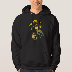 Affe Schimpanse mit Sonnenbrille und Kopfhörern   Hoodie