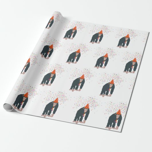 Affe Schimpansen Partying Tiere mit Party Geschenkpapier (Ungerollt)