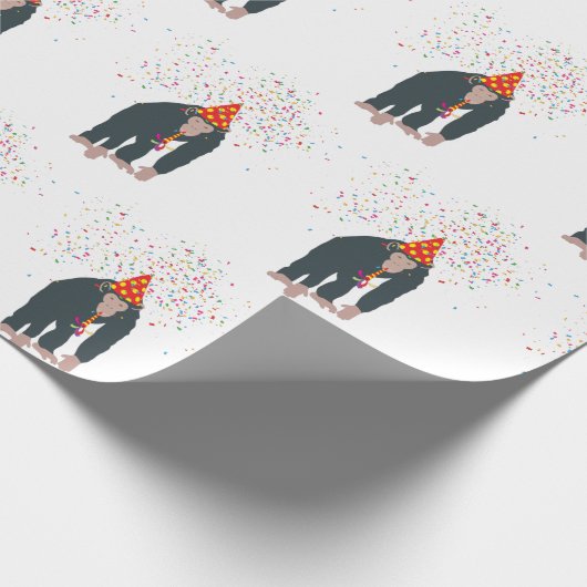 Affe Schimpansen Partying Tiere mit Party Geschenkpapier (Ecke)