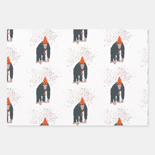Affe Schimpansen Partying Tiere mit Party Geschenkpapier Set (Vorderseite 2)
