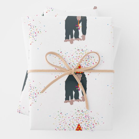 Affe Schimpansen Partying Tiere mit Party Geschenkpapier Set (Beispiel)