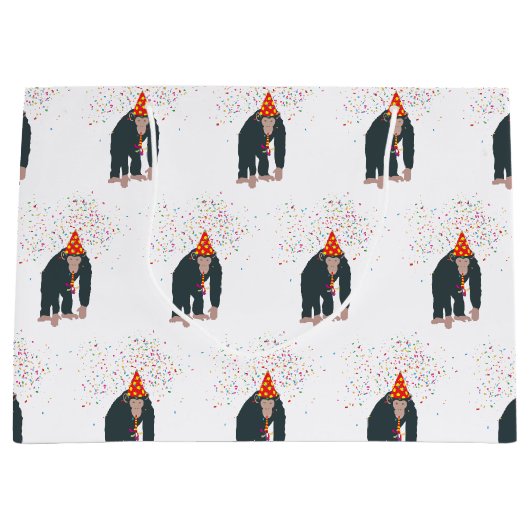 Affe Schimpansen Partying Tiere mit Party Große Geschenktüte (Vorderseite)