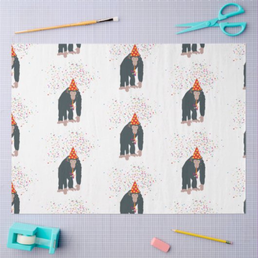 Affe Schimpansen Partying Tiere mit Party Seidenpapier (Basteln)