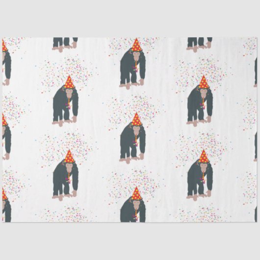 Affe Schimpansen Partying Tiere mit Party Seidenpapier (Vorderseite)